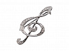 HY-B018-SILVER Брошь сувенирная &quot;Скрипичный ключ&quot;, металл, Rin